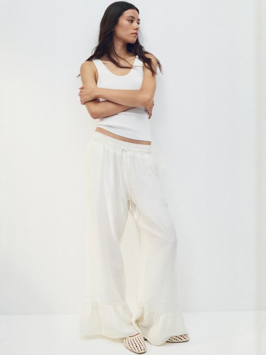 H&M Frill-Trimmed Drawstring Trousers