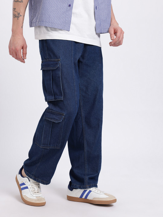 glitchez Men Cargo Style Baggy Fit Jeans
