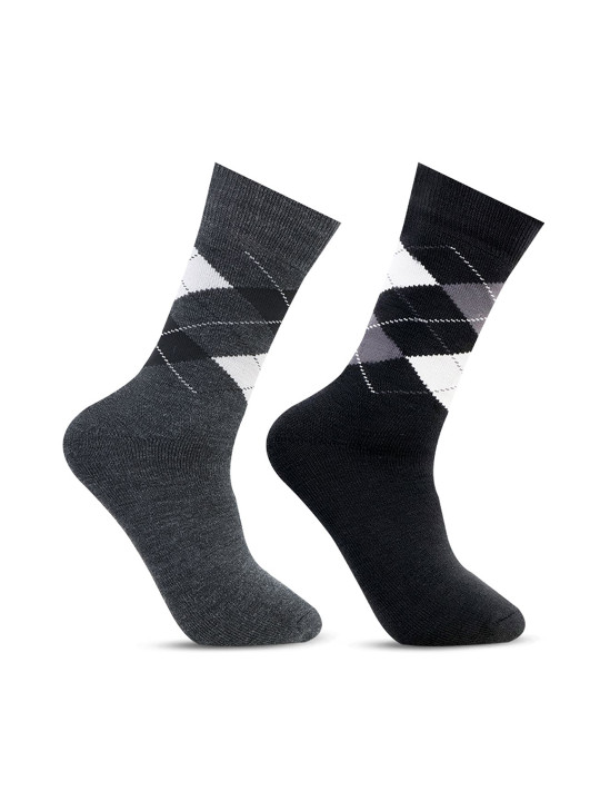 Bonjour Men Pack Of 2 Printed Calf-Length Socks