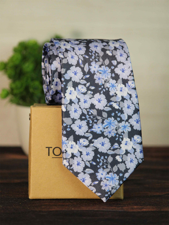 Tossido Men Blue & White Printed Broad Tie