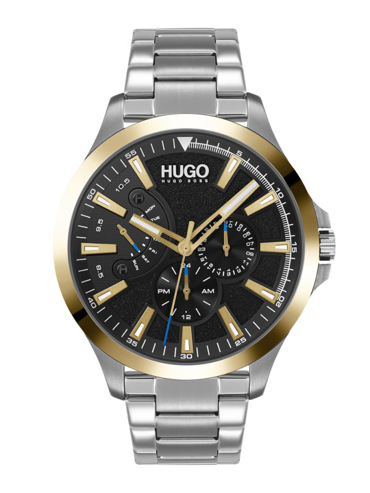 60% off on Hugo Men Black Patterned Bracelet Style Analogue Multi Function Watch
