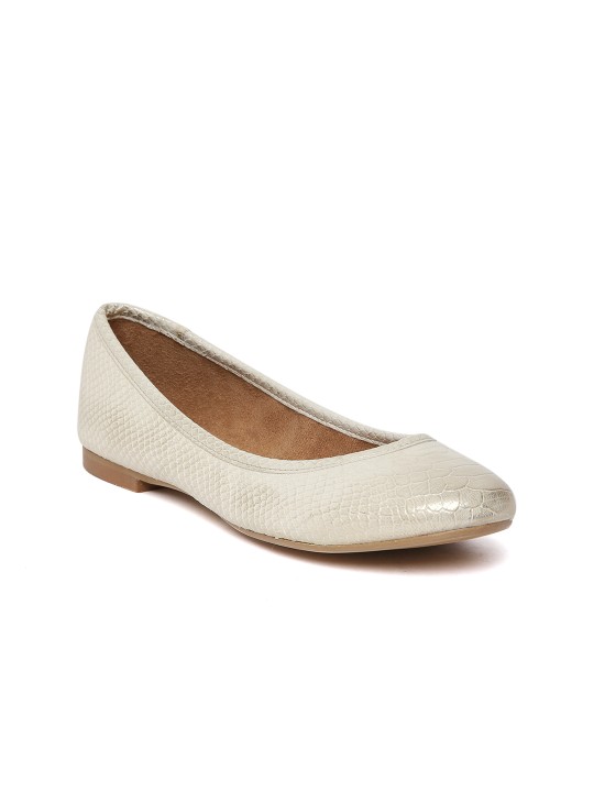 Women Off-White Snakeskin-Textured Ballerinas 41