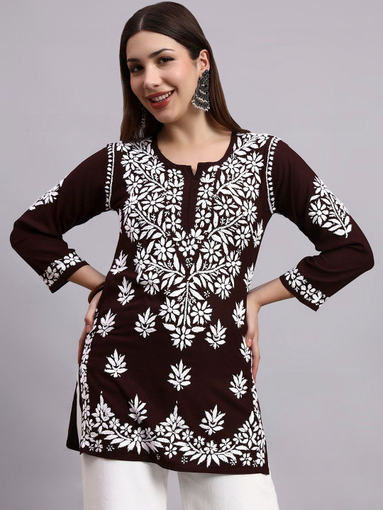 Syrish Embroidered Chikankari Handloom Chikankari Kurti