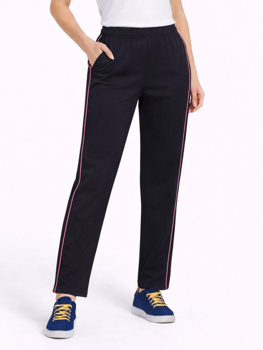 DYCA Women Black Solid Cotton Track Pants