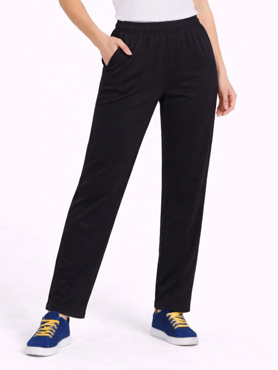 DYCA Women Black Solid Cotton Track Pants