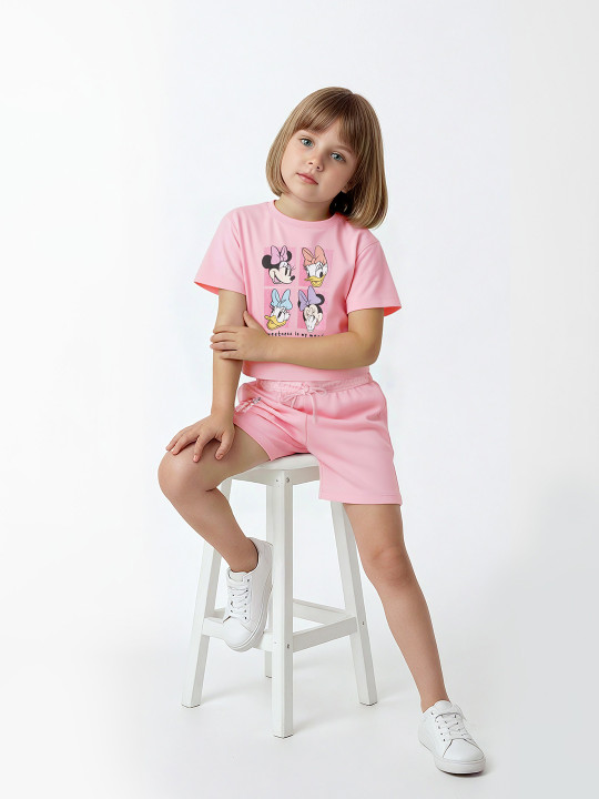 max Girls Printed Pure Cotton T-shirt With Shorts