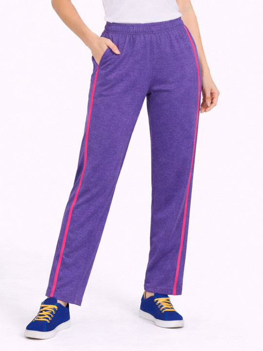 DYCA Women Purple Solid Cotton Track Pant