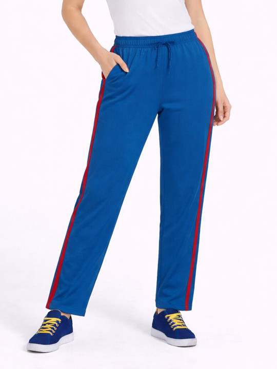 DYCA Women Blue Solid Cotton Track Pant