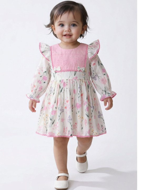 Bella Moda Floral Print Flutter Sleeve Fit & Flare Dress
