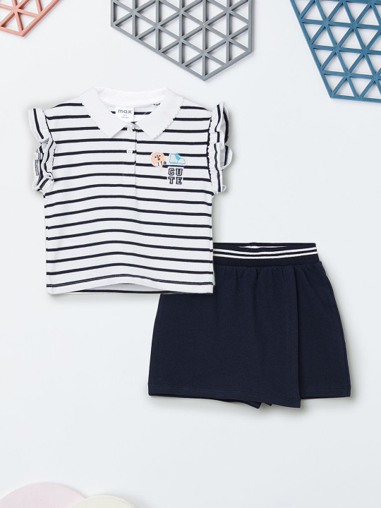 max Girls Striped T-shirt with Skirt