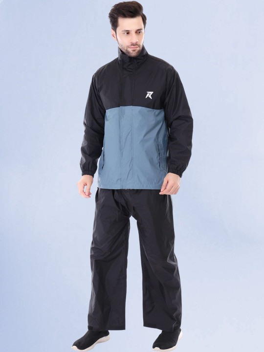 Rocksport Unisex Colourblocked Attached Hood Rain Suit