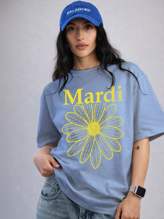 Roadster The Lifestyle Co. Printed Round Neck Oversized Cotton Tshirt