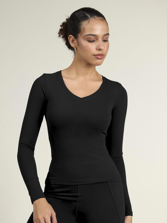 CAVA Black Sculpt V-Neck Top