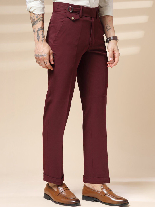 Italian Vega Wine Single Buckle Gurkha Pants