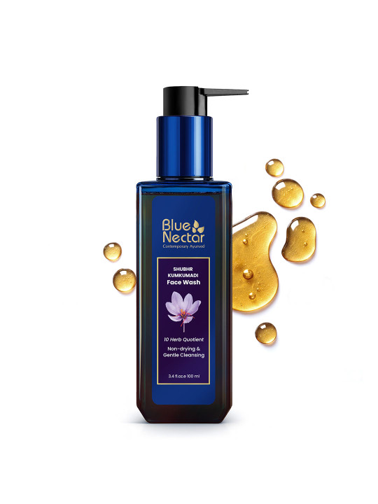 Blue Nectar Kumkumadi Brightening Face Wash with Saffron for Acne Free Skin 100ml