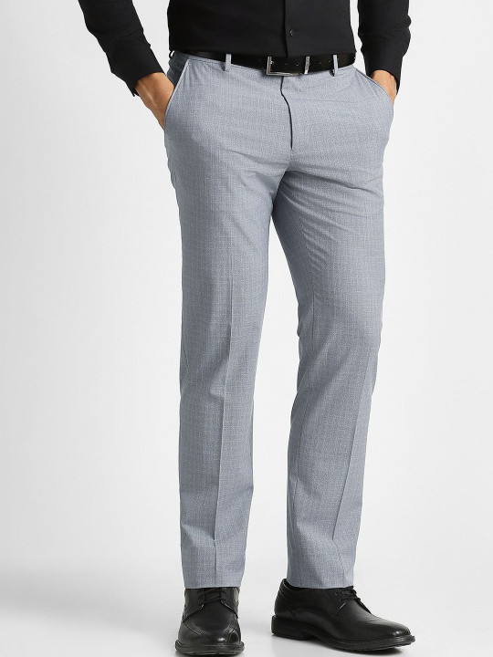 Van Heusen Men Checked Slim Fit Trousers