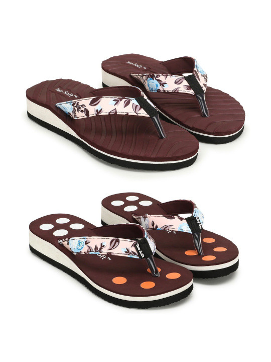 TWO SOFT Women Printed Thong Flip-Flops