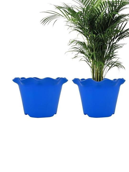 DERVINO 2-Pcs Blue Lightweight Versatile Round Planters