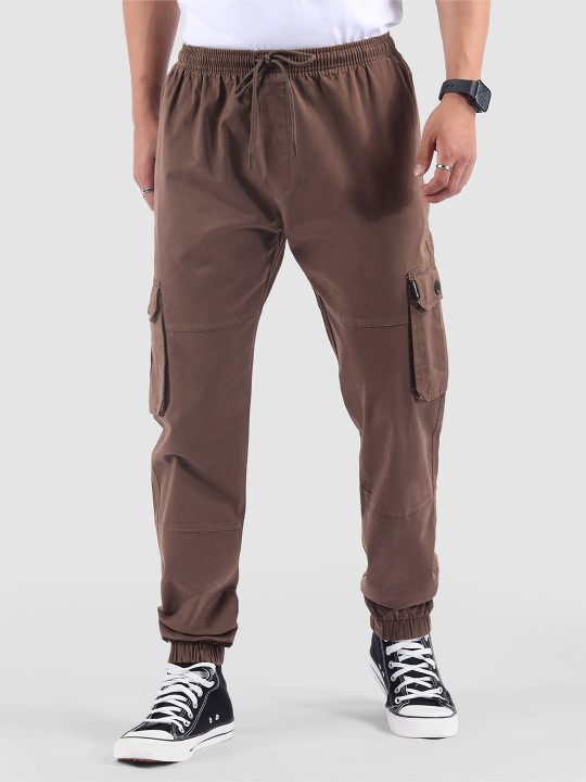 Beyoung Men Mid-Rise Cargo Styles Joggers Trousers