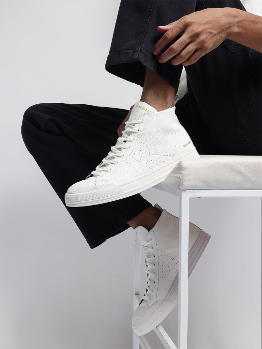 RARE RABBIT Men Sauron Hi Pro Leather High-Top Sneakers