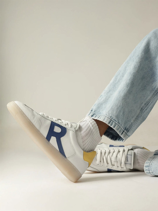 RARE RABBIT Men Printed Leather Sneakers