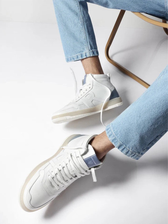 RARE RABBIT Men Nebula High Round Toe Leather Sneakers
