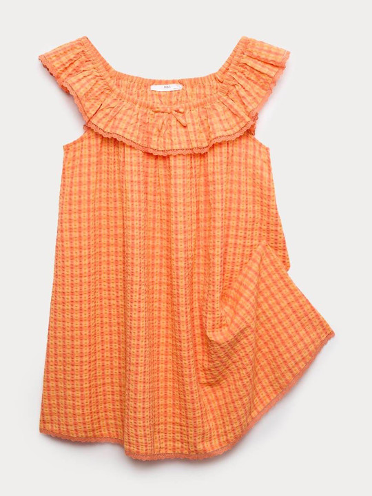 Marks & Spencer Printed Orange Pure Cotton Baby Doll Dress