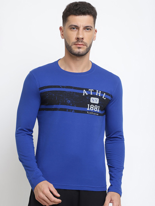 Van Heusen Innerwear Athleisure Printed Crew Neck Long Sleeve Lounge Tshirts