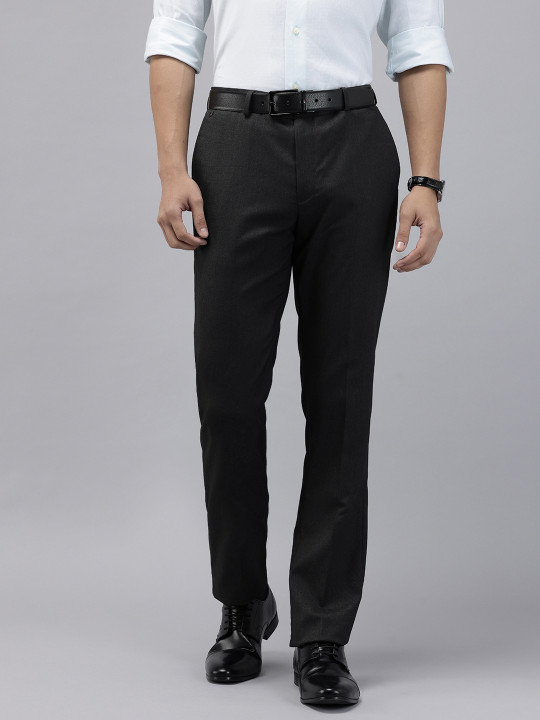 Blackberrys Men Textured Slim Fit Formal Trousers