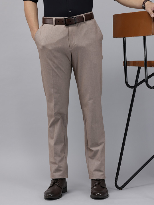 Blackberrys Men B-95 Slim Fit Textured Formal Trousers