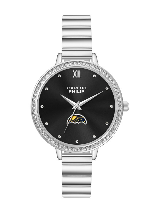 CARLOS PHILIP Women Dial & Stainless Steel Bracelet Style Straps Analogue Watch Moonveil Series Sil-3