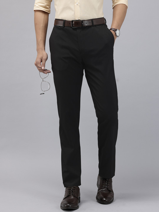 Blackberrys Men Slim Fit Low-Rise Formal Trousers