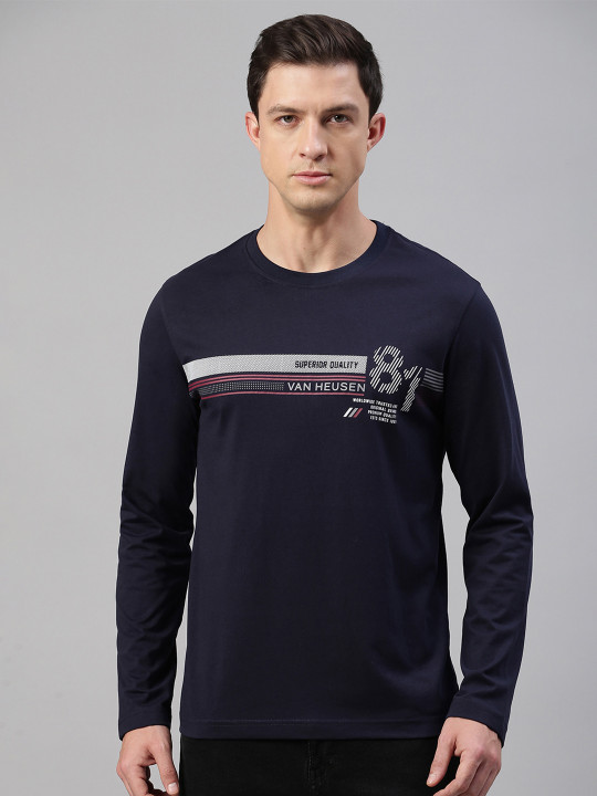 Van Heusen Innerwear Typography Printed Round Neck Cotton Lounge Tshirt