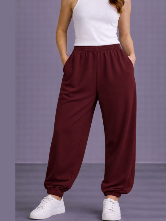 Raxedo Women Relaxed Fit Cotton Wide Leg Joggers Elastic Waist Activewear Trousers