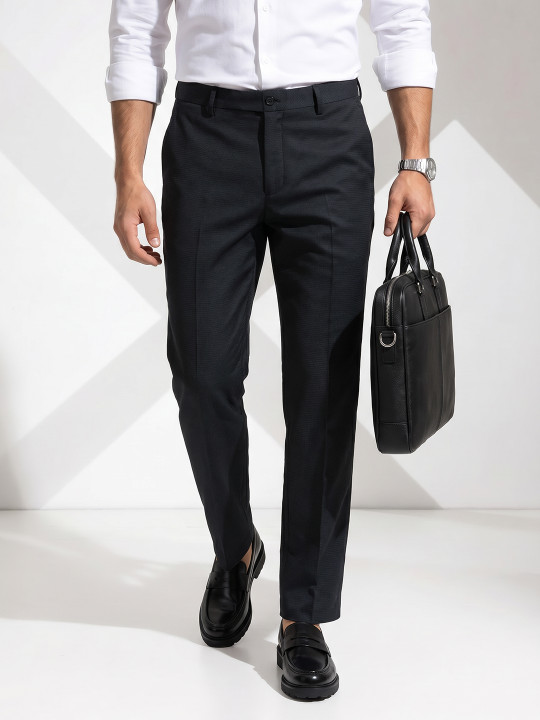 INVICTUS Men Textured Formal Trousers