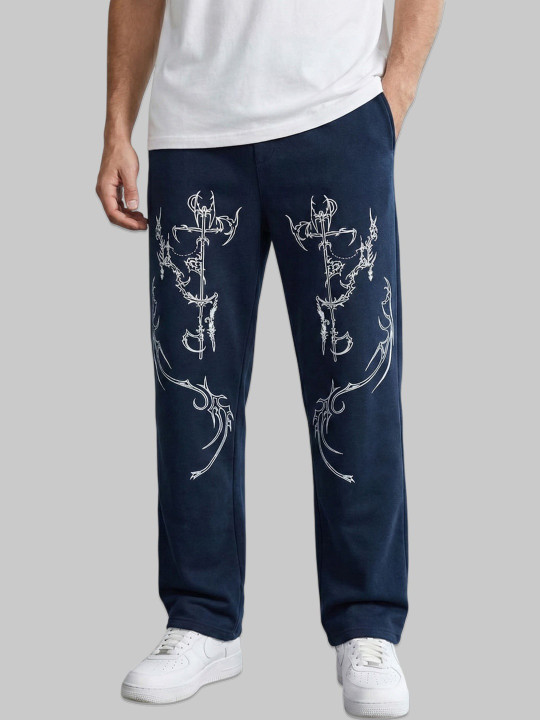 ATIGIANO Men Relaxed Fit Graphic Print Track Pants