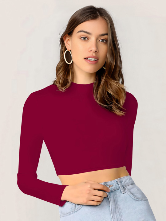Dream Beauty Fashion Women High Neck Fitted Crop Top