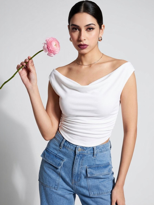 SZN Cowl Neck Crop Top