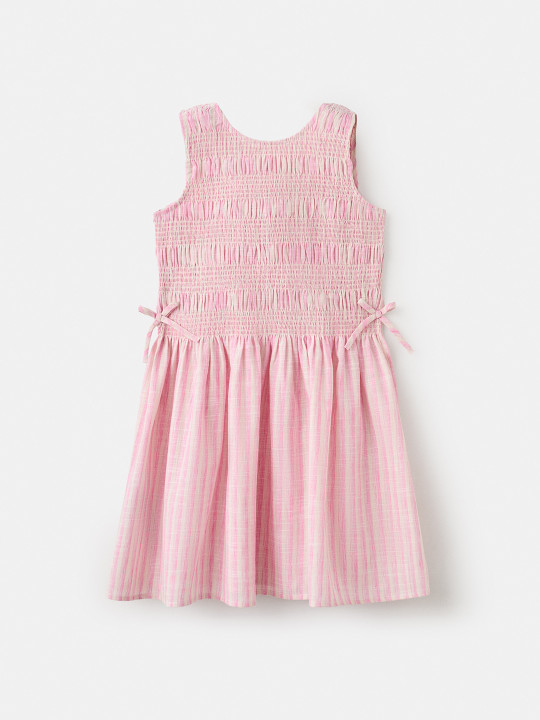 Mango Kids Girls Striped Smocked A-Line Dress