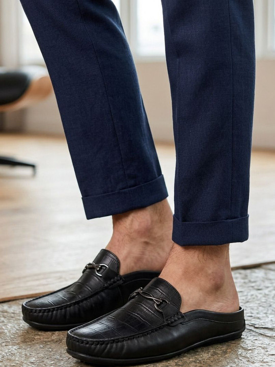 HERE&NOW Men Textured PU Mules