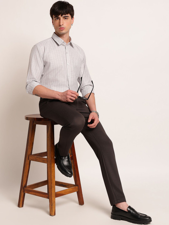 DENNISON Men Smart Slim Fit Easy Wash Trousers