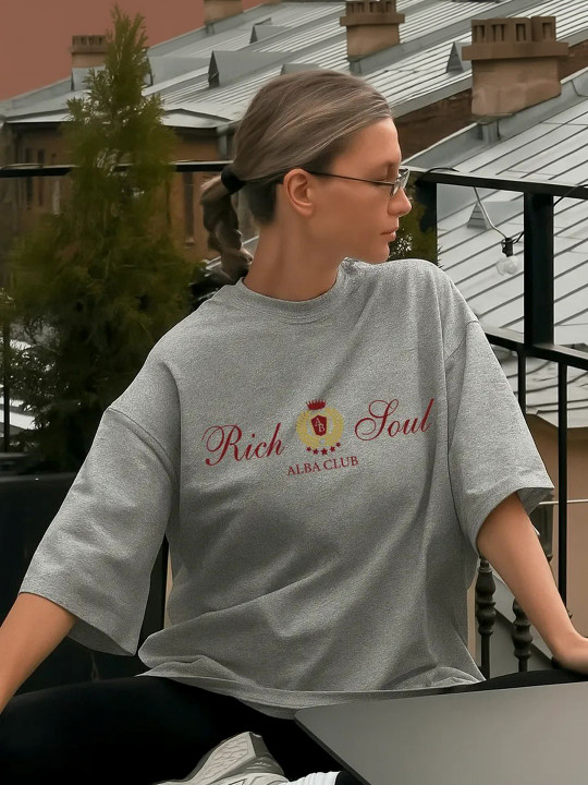 StyleCast Rich Soul Alba Club Oversized Typography T-shirt