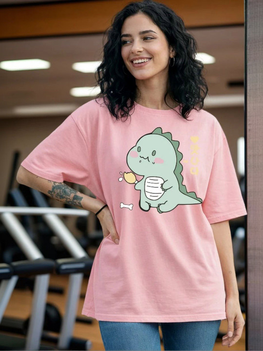 BELTLY Women Printed Drop-Shoulder Sleeves T-shirt
