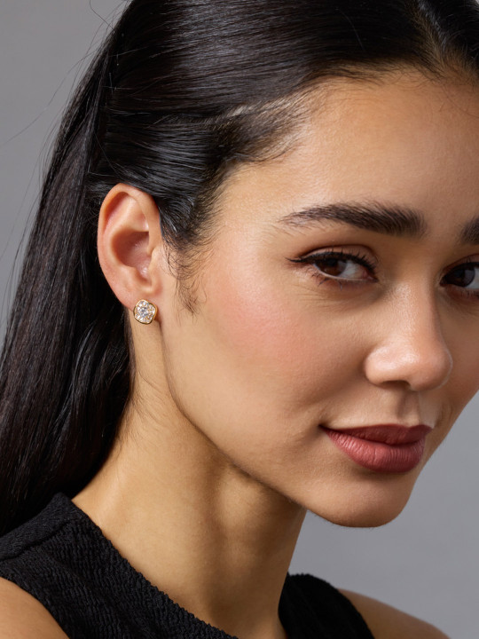 Kushal's Fashion Jewellery Gold-Plated Contemporary Zircon Studded Studs