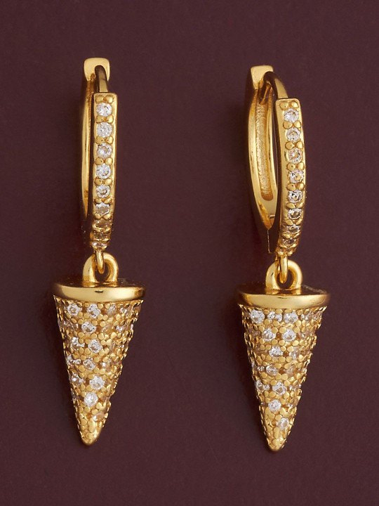 Kushal's Fashion Jewellery 92.5 Silver Gold-Plated Zircon Classic Hoop Earrings
