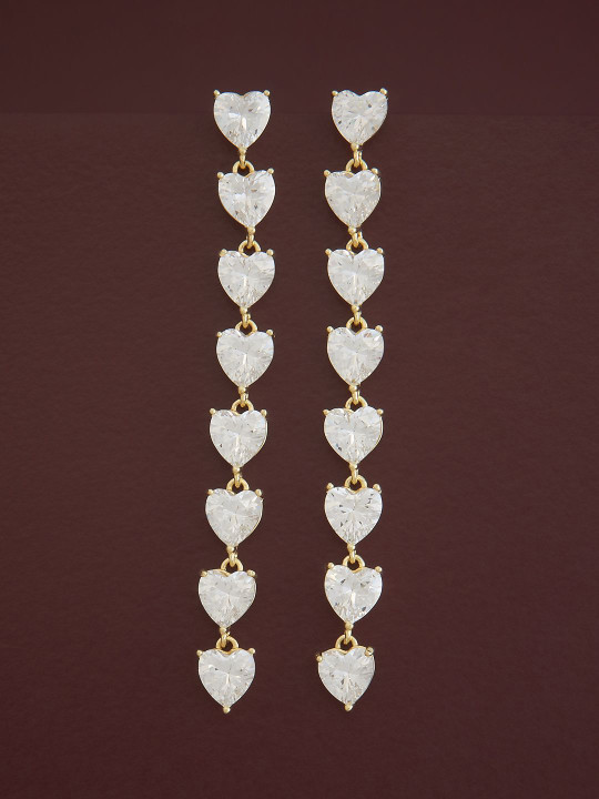 Kushal's Fashion Jewellery Sterling Silver Zircon Gold-Plated Drop Earrings