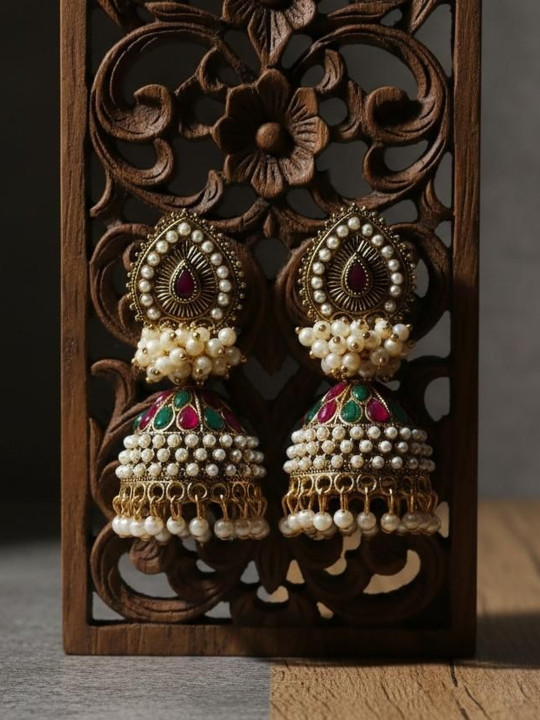 ANTICO Teardrop Shaped Jhumkas Earrings