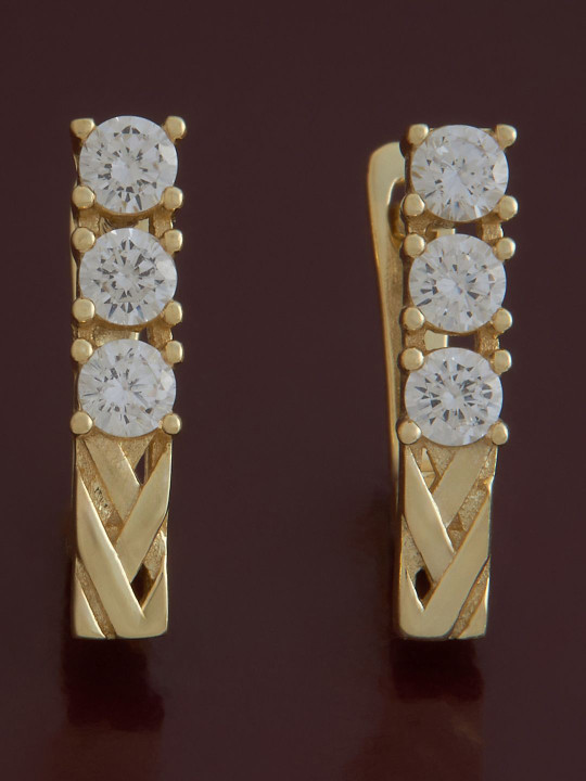 Kushal's Fashion Jewellery Sterling Silver Zircon Gold-Plated Studs