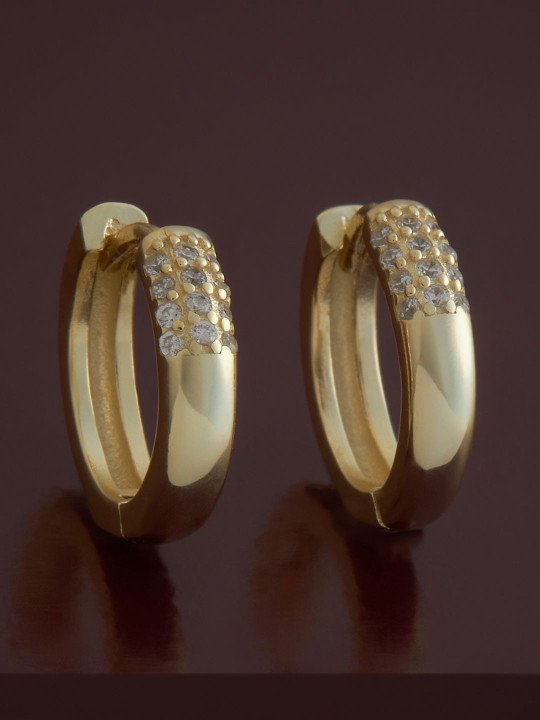 Kushal's Fashion Jewellery Sterling Silver Zircon Gold-Plated Hoop Earrings