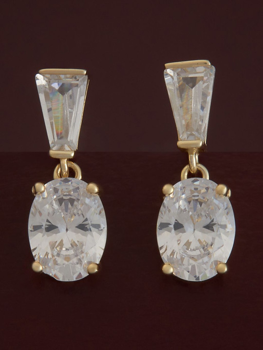 Kushal's Fashion Jewellery Sterling Silver Zircon Gold-Plated Drop Earrings